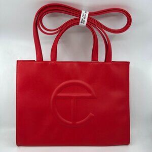 Telfar Medium Shopping Tote Bag Handbag Vegan Leather Crossbody Red w/ Dustbag